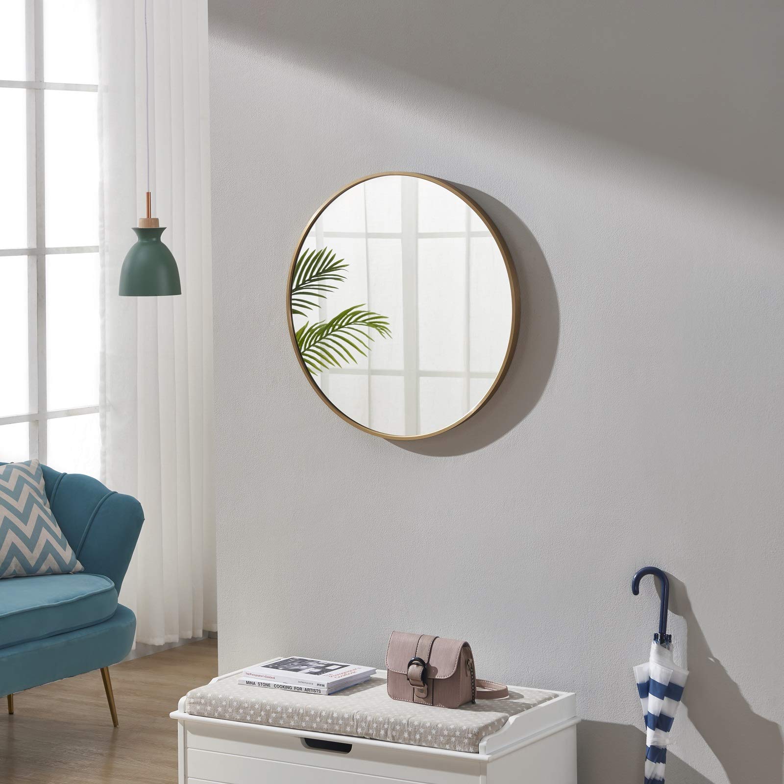 Buy Villacola Round Wall Mirror Gold, 36 Inch Circle Mirror Decorative