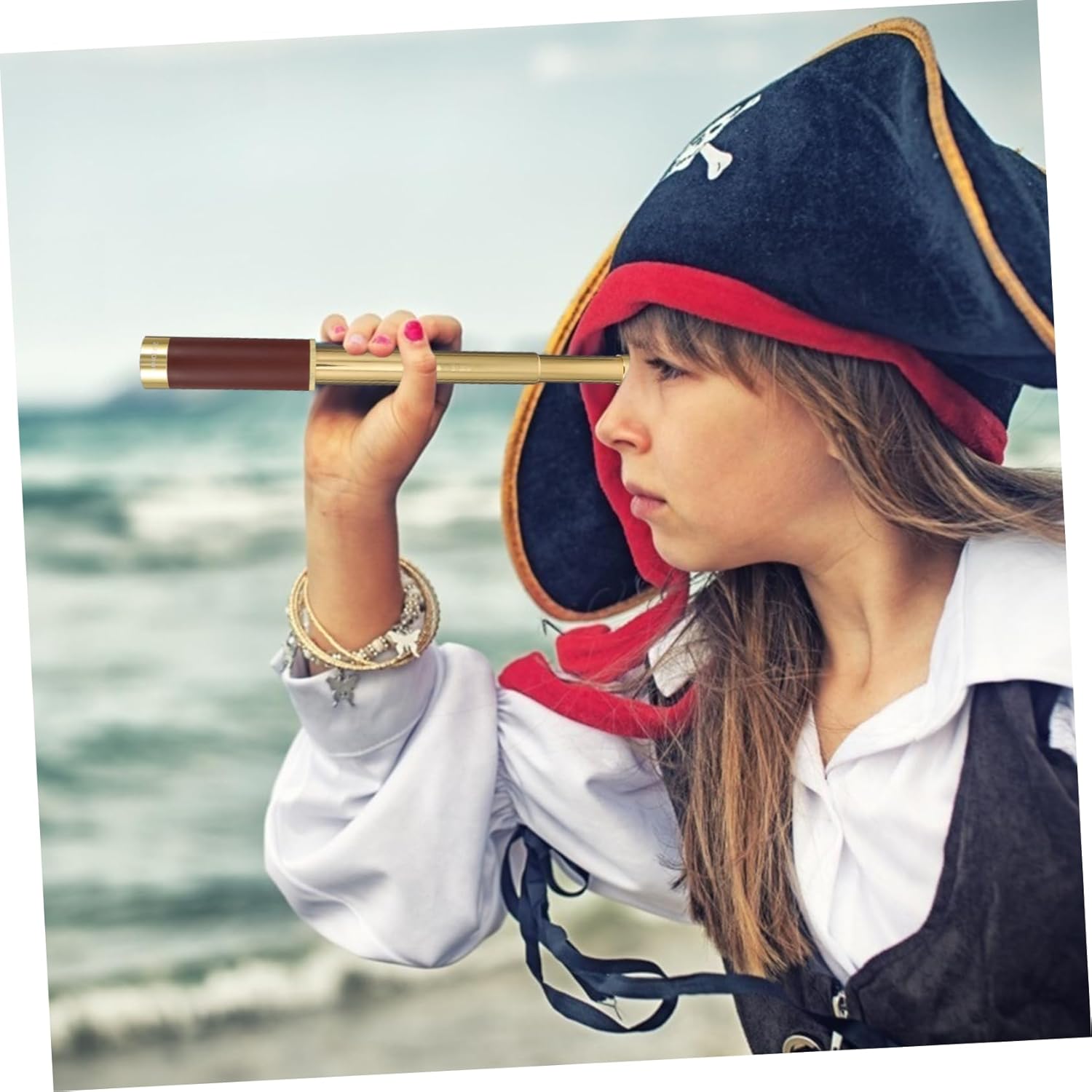 DOITOOL Pirate Retro Stretch Telescope High Magnification Binoculars Manual Bag for Cosplay and Travel