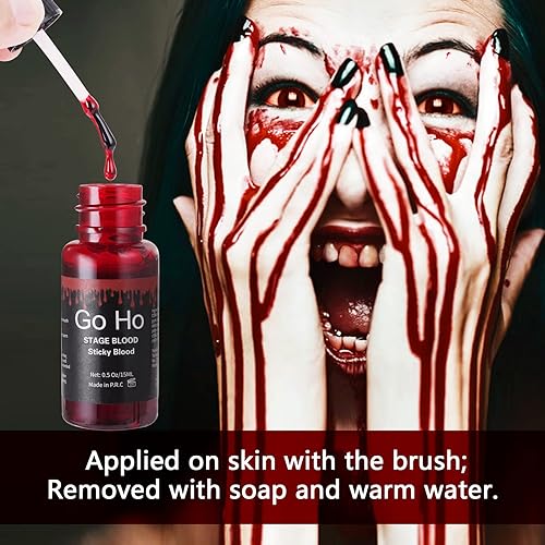 Miniatura 10 de Go Ho Kit de maquillaje de sangre y colmillos de vampiro, 4 pares de dientes de vampiro, 4 dientes falsos de tamaño, 1 aerosol de sangre falso, 1