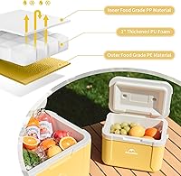 Vista 2 de Naturehike Nevera Rígida, Caja de Hielo Aislada, Nevera Portátil de Retención de Hielo para Playa, Camping, Picnic, Pesca, Barbacoa Amarillo