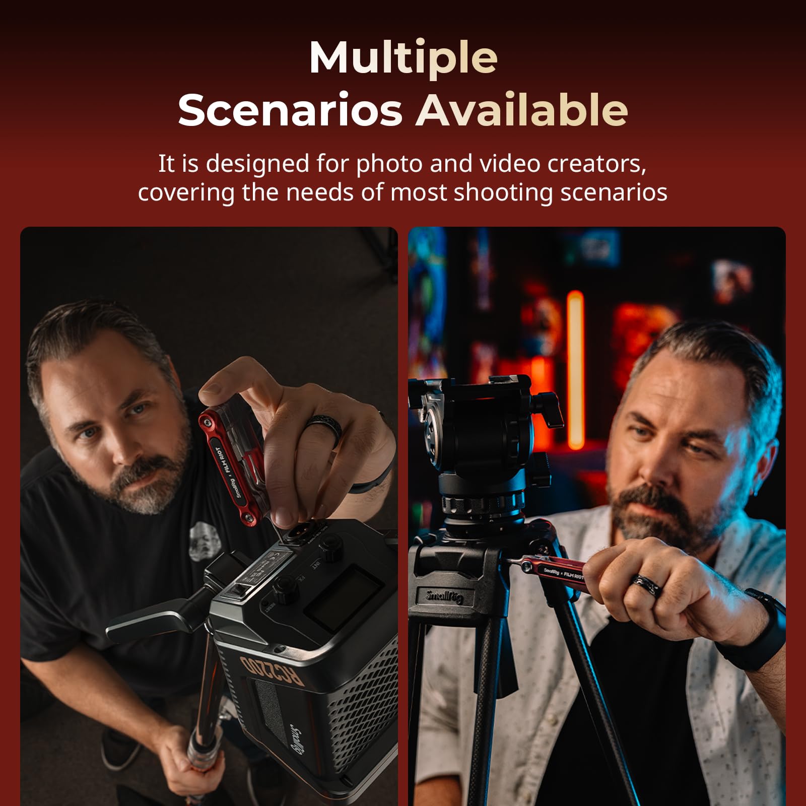 SMALLRIG x FILM RIOT Ensemble d'outils Pliables 7 en 1 avec Tournevis et Clés Hexagonales, Positionnement à Angles Multiples, Conception Portable et Compacte (Rouge) - 4811