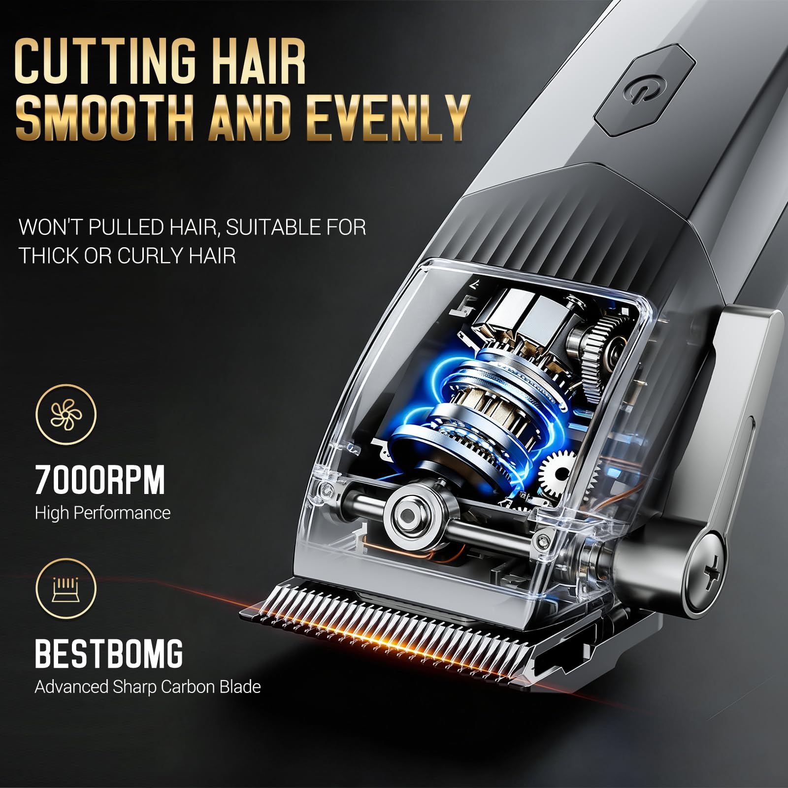BESTBOMG Tagliacapelli Uomo Professionale, Macchinetta per Capelli Senza Fili, Tagliacapelli per il Naso, Elettrico Barba, Taglio di Capelli con Pettine Limite
