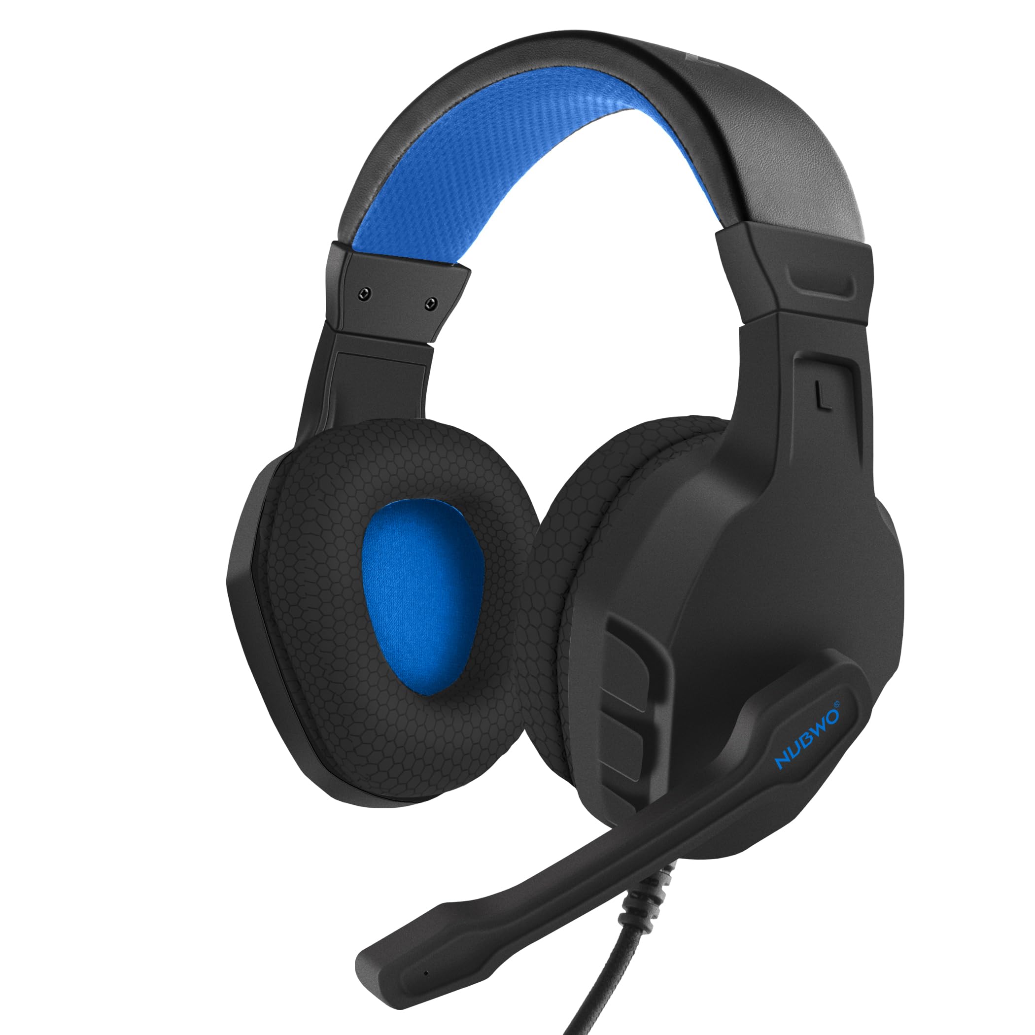 NUBWO U3 Gaming Headset with Mic for PC, PS4, PS5, Xbox1, Mac, Switch, Wired Over-Ear Gaming Headphones with Mic Clear Call, Lightweight & in-Line Control-Blue
