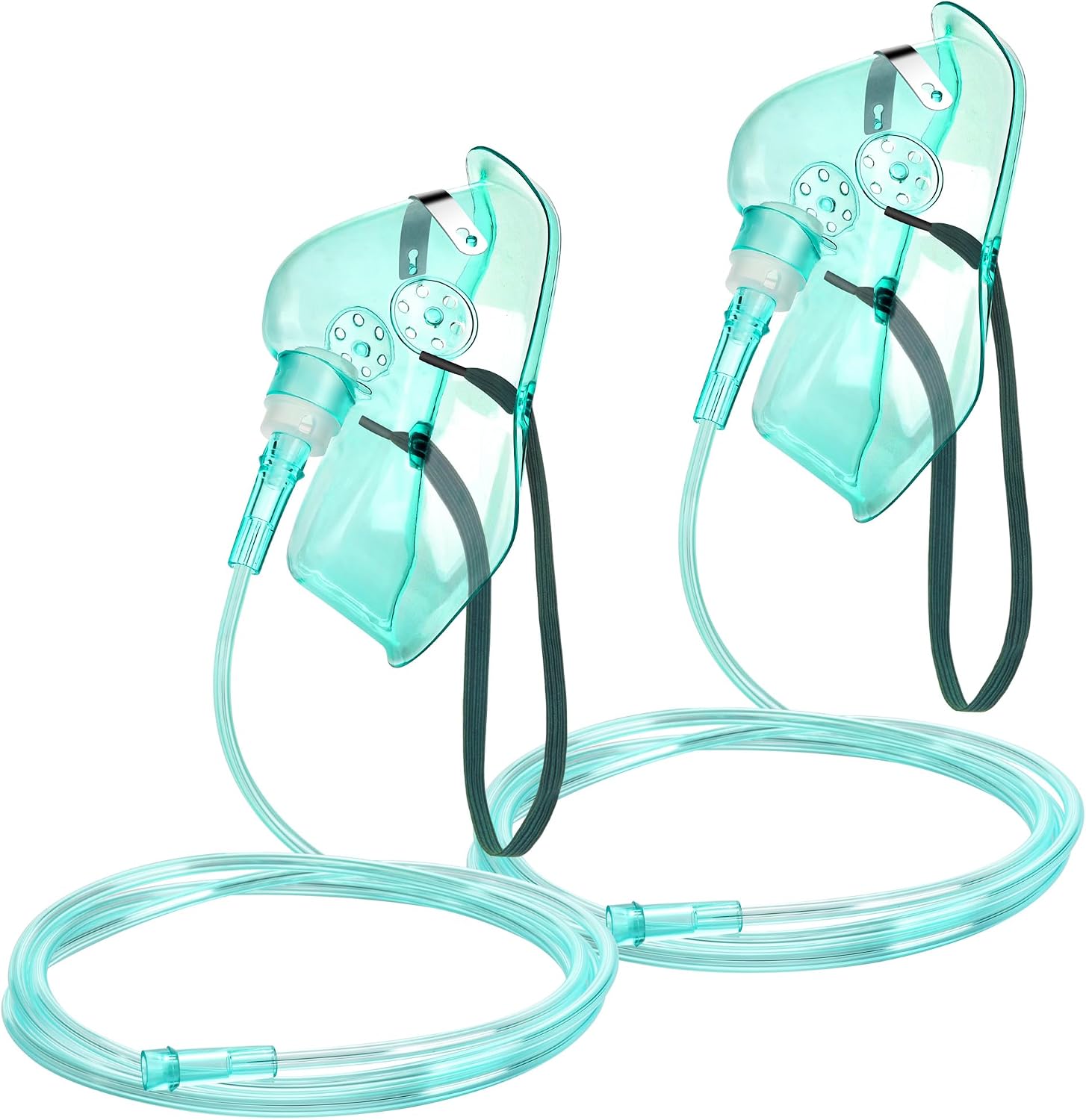 Oxygen Mask for Face Adult with 6.6' Tube and Adjustable Elastic Strap-2 Packs -No Cup Size L