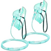 Oxygen Mask for Face Adult with 6.6 Tube and Adjustable Elastic Strap-2 Packs -No Cup Size L