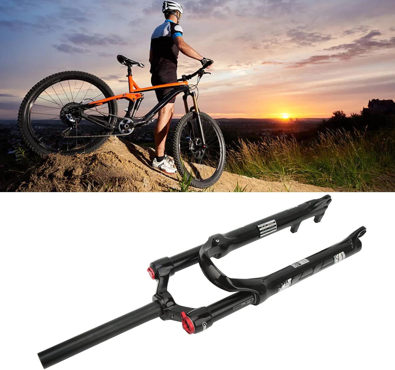 Bike Fork Bike Suspension Forks 26 Inch Fittings Front Forks Suspension Fork Front Fork Straight Manual Lockout Black Tube, Electric Scooter Forks