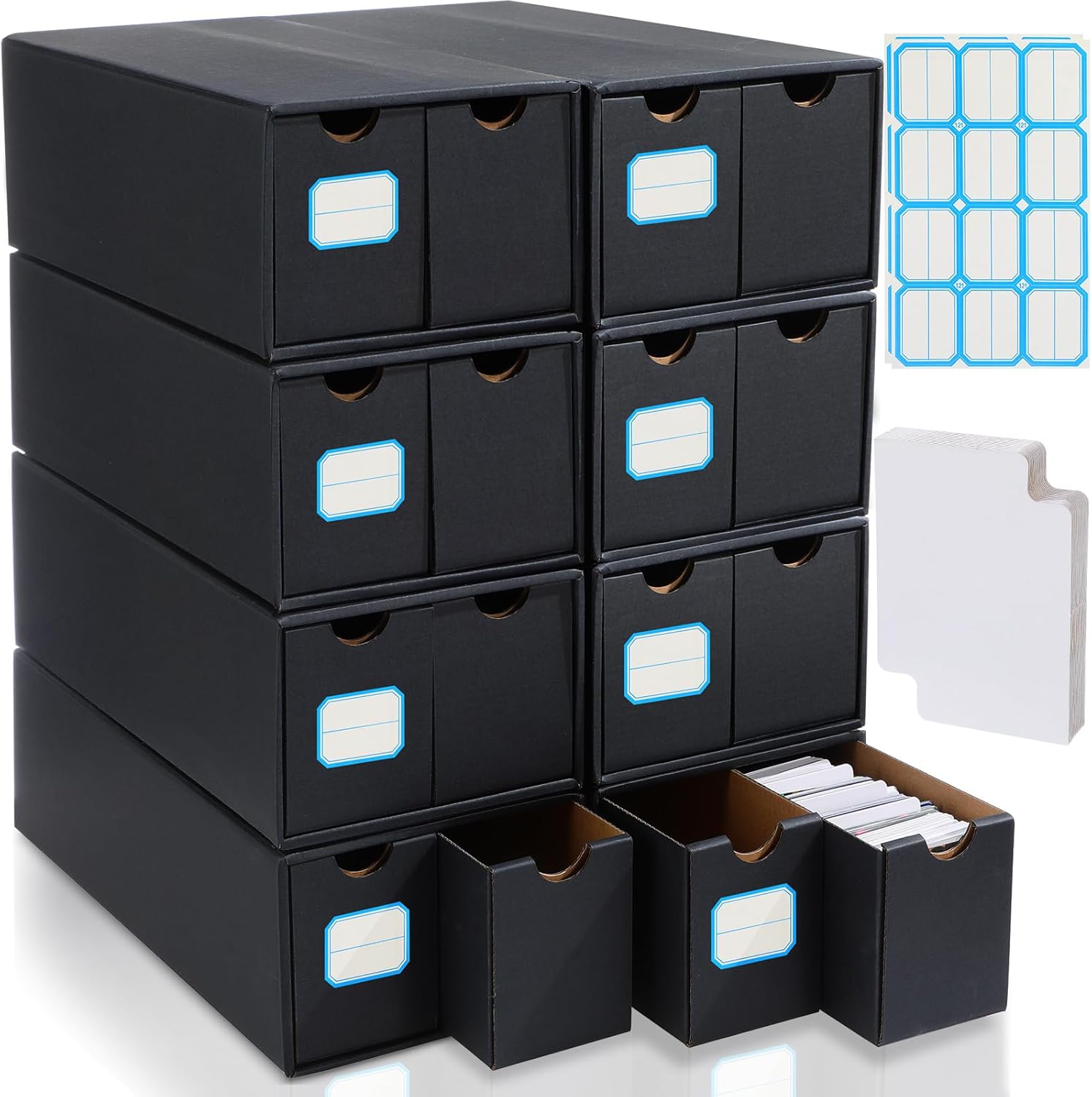 16 Pack Trading Card Storage Box, with 50 Dividers and Labels, 9600+ Trading Card Organizer Storage Box for Collection Games, Star, Baseball Organizer Supplies