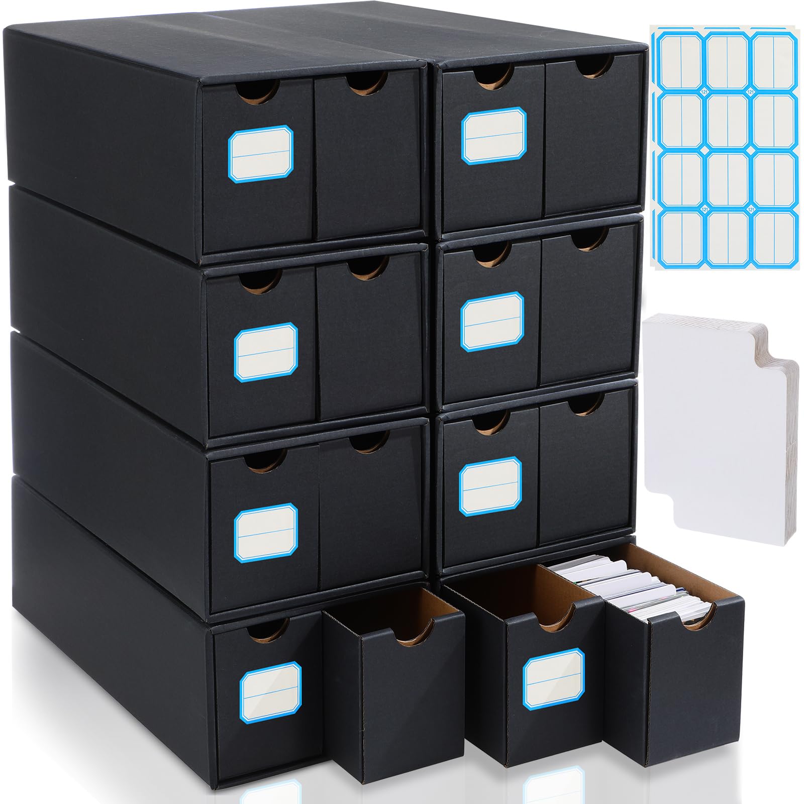 Teenyyou 16 Pack Trading Card Storage Box, with 50 Dividers and Labels, 9600+ Trading Card Organizer Storage Box for Collection Games, Star, Baseball Card Organizer Supplies