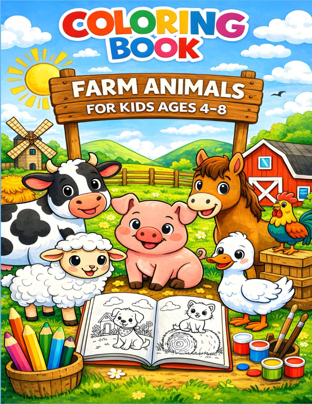 Farm Animals Coloring Book for Kids Ages 4-8: Where Little Artists Meet Farm Friends