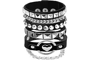 80s Bracelets for Women: 3Pcs Soft Leather Bracelets with Charm
