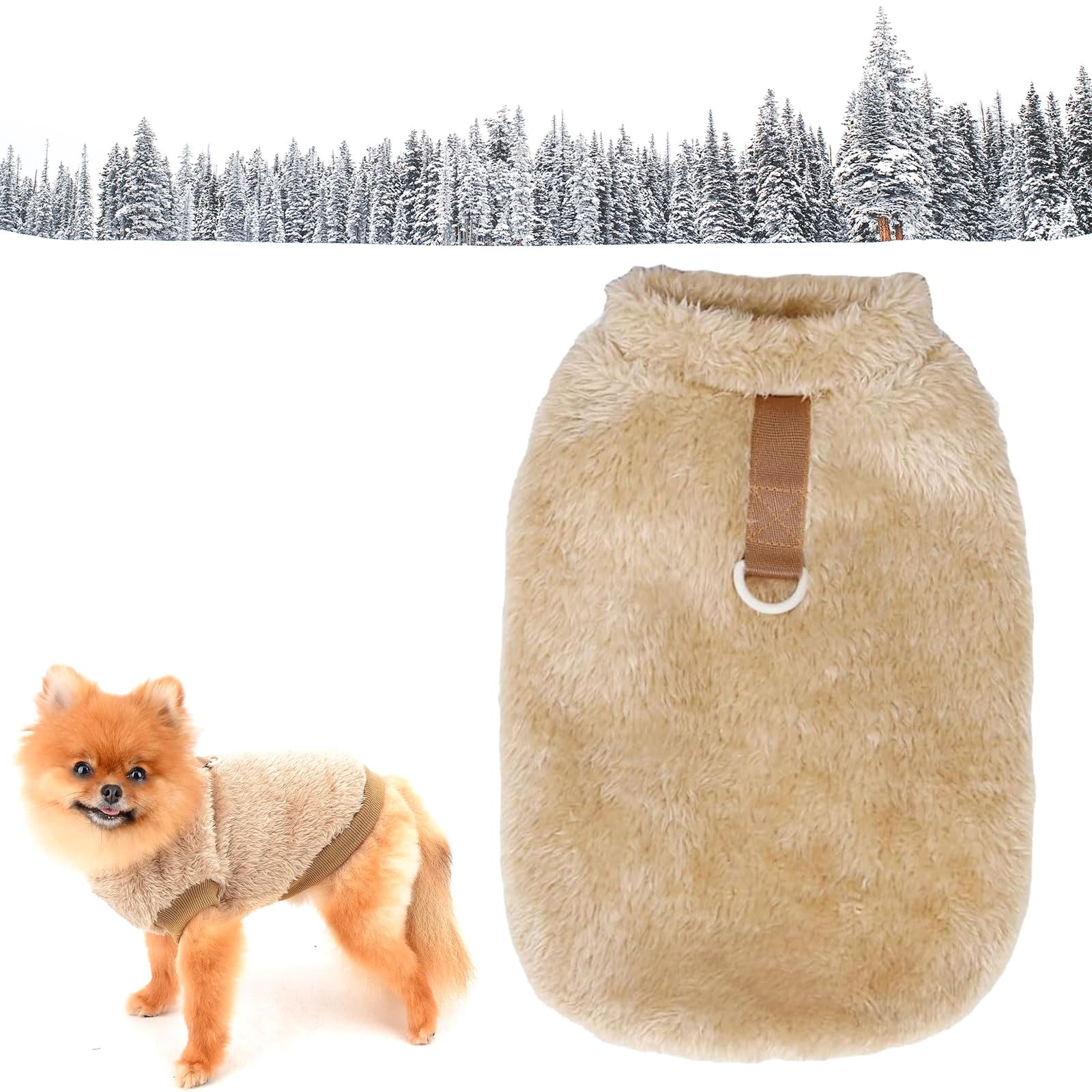 Mały rozmiar sweter polarowy dla psa, sweter z polaru Sherpa dla zwierząt domowych, ubrania dla psów i kotów, zimowy płaszcz z pierścieniem D, miękki gruby ciepły sweter dla psa kota