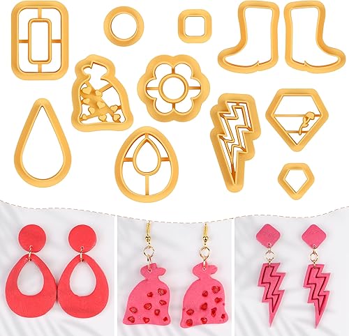 Puocaon Cortadores de arcilla polimérica bohemia, 4 piezas de ciervos bohemios para hacer aretes, cortadores de arcilla polimérica boho en relieve