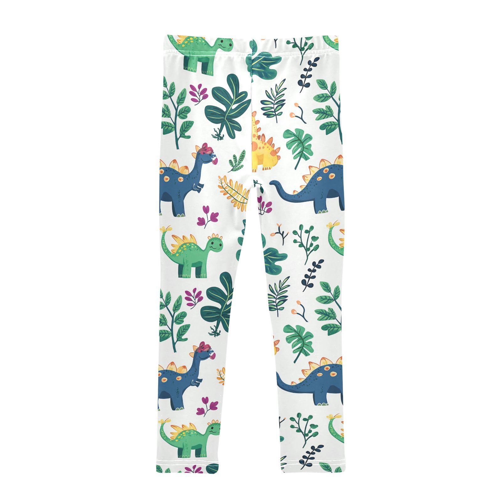 Wusikd Cute Dinosaur Girls' Leggings Toddler Doodles Leaves Plam Kids Yoga Pants Dance Active Tights 5T Multi