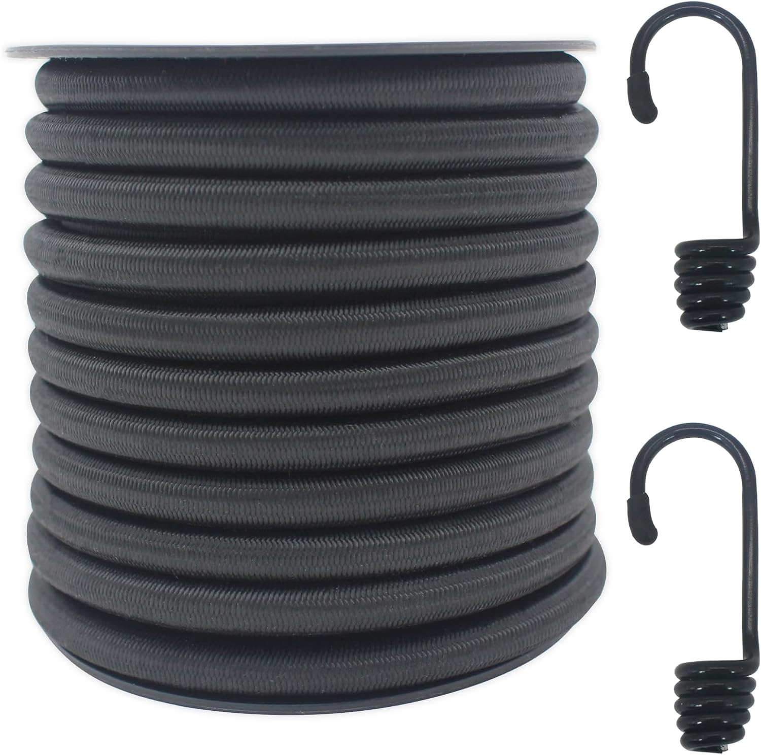 ZHFLMY Black 5/16in Bungee Cord 30ft Roll,Dacron Polyester Elastic Cord for DIY, Tie Downs - Heavy Duty Bungee Cords for Various Applications