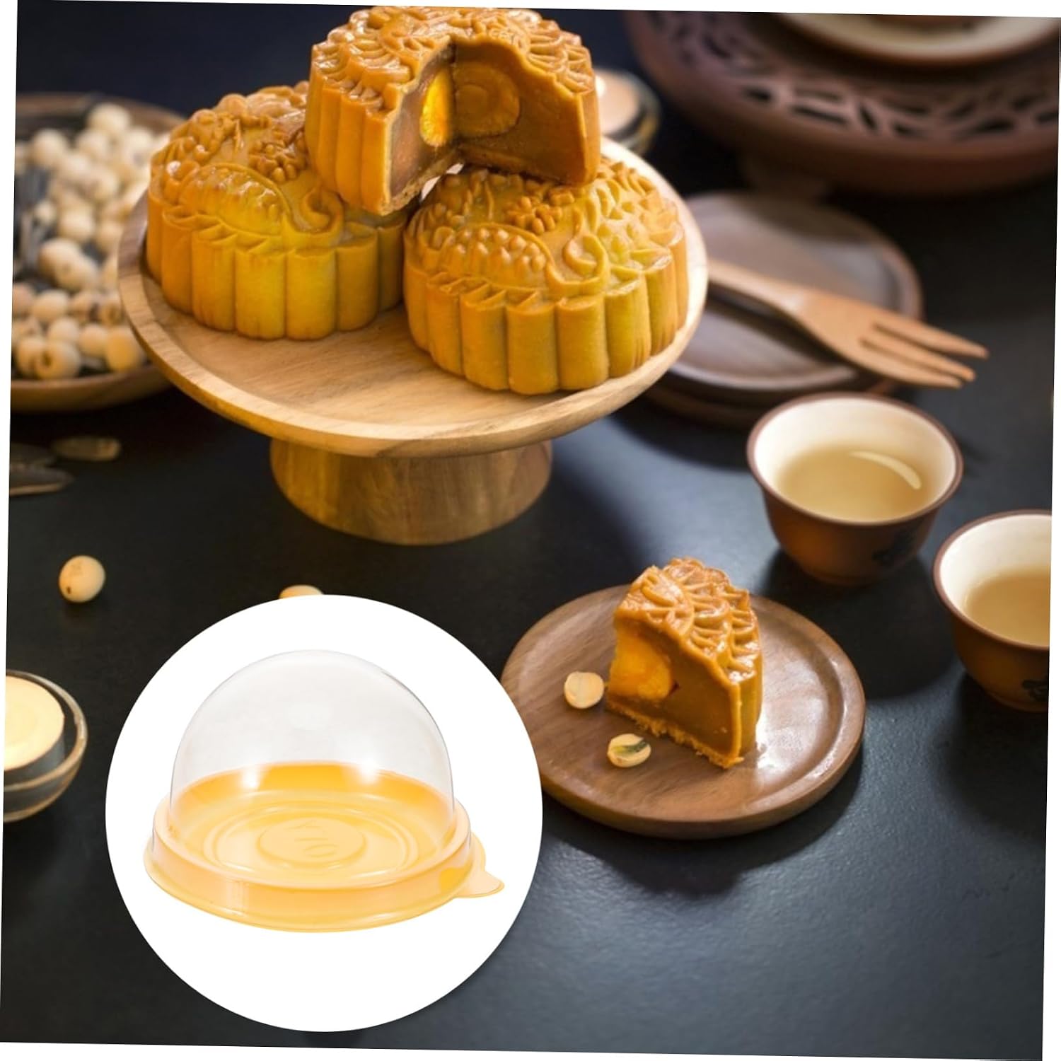 100pcs Cake Containers Dome Boxes for Egg Yolk Puff and Dessert Packaging Lightweight Sealed for Baking and Food Storage Random Colors