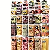 Livearty 42PCS Food Storage Container Set, Kitchen & Pantry Organizers and Storage, BPA-Free Plastic Airtight Food Storage Container with Lids for Cereal, Flour and Sugar, Includes Labels, Pen