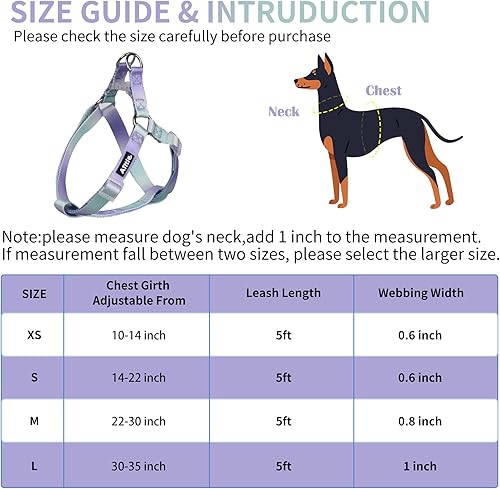 Miniatura 3 de AIITLE Juego de arnés y correa para perro pequeño sin tirones, a prueba de escapeajuste rápido, fácil para entrenar y caminar, anillo doble D, arnés