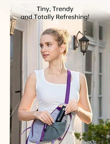 Miniatura 5 de JISULIFE Mini ventilador de mano, 3 en 1 USB recargable portátil 12-19 horas de trabajo con cargador de batería, linterna, diseño de bolsillo para