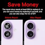 for ASDAWN Back Rear Camera Lens Glass Replacement for iPhone 17 6.3 inch with Pre-Installed Adhesive, Back Lens Glass with Installation Manual + Repair Tool Set