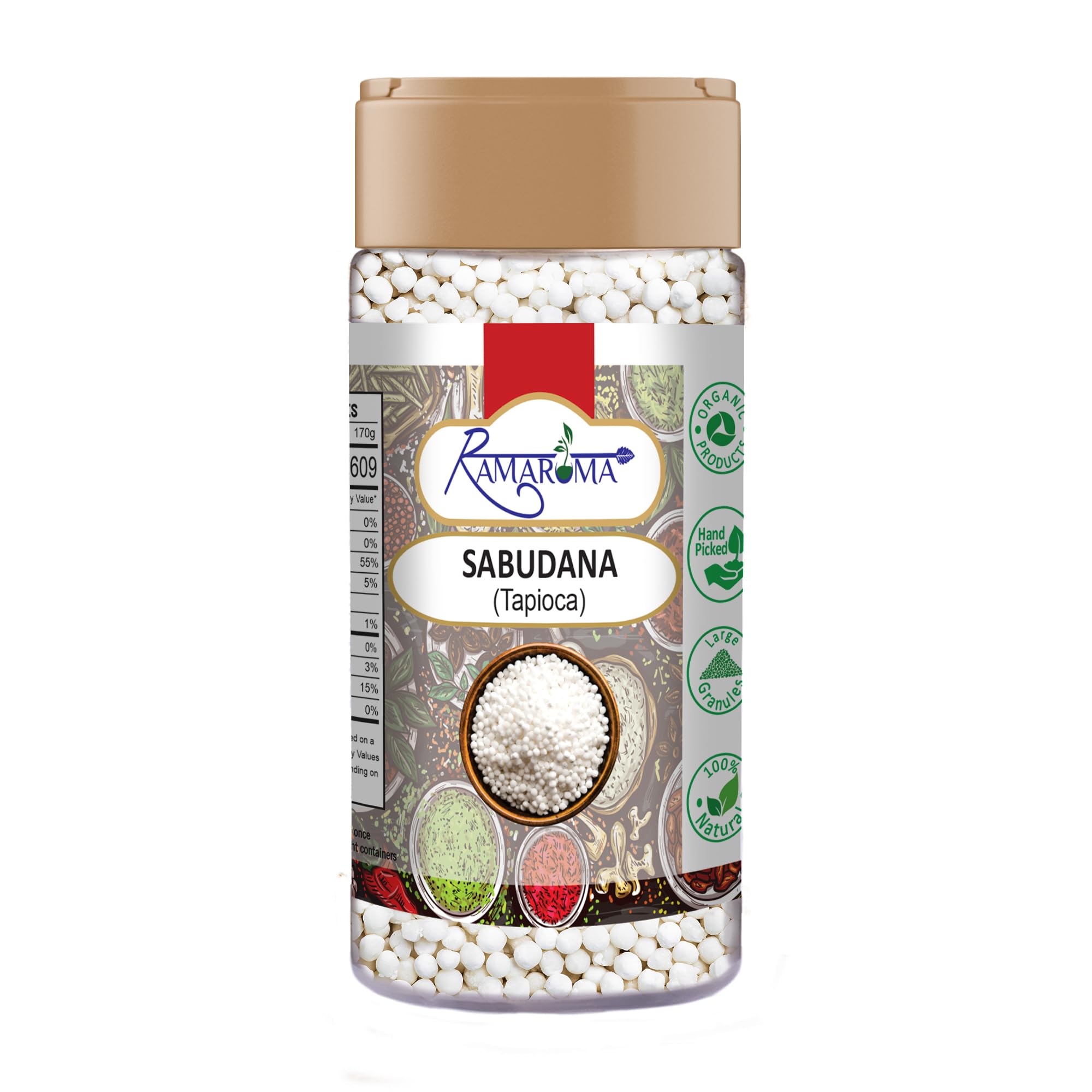 Sabudana, Tapioca, Sago Pearls 5.99oz/0.37Lb (170gm) | All Natural | Vegan | No Colors | NON-GMO
