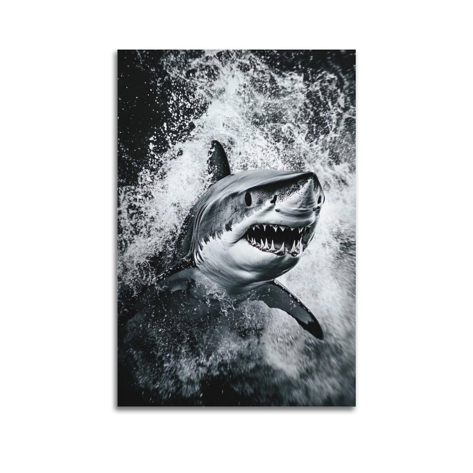 ZSZWHJ Animal Poster Sharks Go to Sea Poster Decorative Painting Canvas Wall Posters And Art Picture Print Modern Family Bedroom Decor Posters 12x18inch(30x45cm)