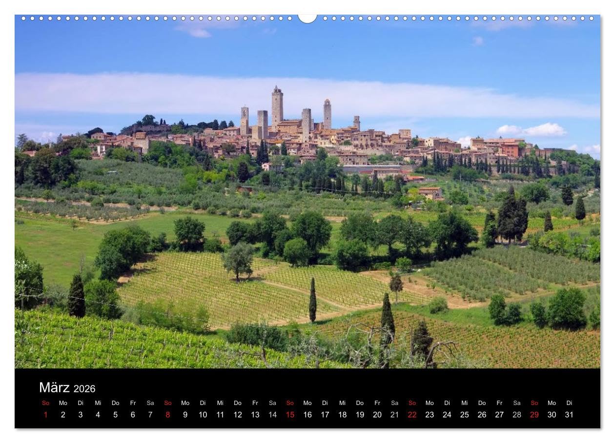 Toskana – Traumlandschaft in Italien (hochwertiger Premium Wandkalender 2026 DIN A2 quer), Kunstdruck in Hochglanz: Eine der bezauberndsten ... ist ohne Zweifel die Toskana. (CALVENDO Orte)
