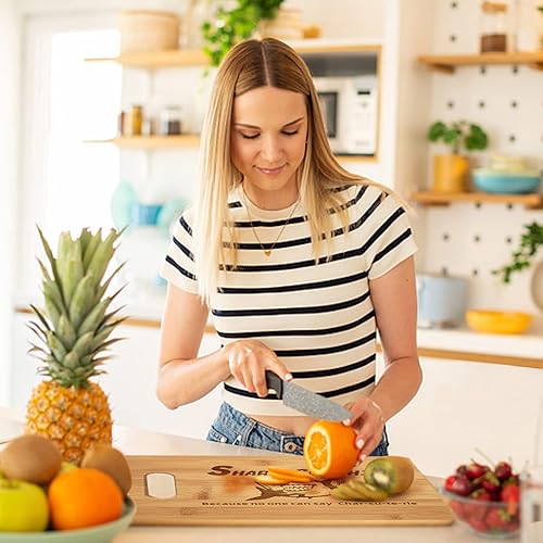 Miniatura 5 de Tabla de charcutería de tiburón de 11 pulgadas Tablas de cortar hechas a mano Tabla de bambú Grabado con láser Tabla de cortar Sharkcootie Tabla