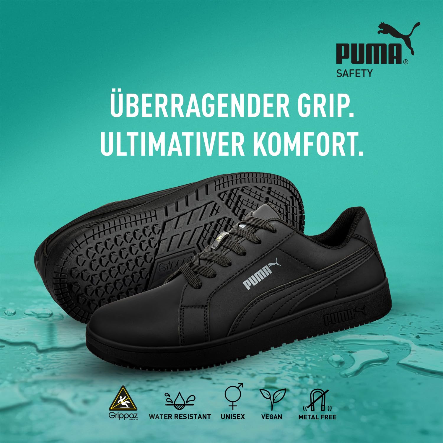 PUMA Safety Blast Chaussures professionnelles antidérapantes O2, sans métal, imperméables, idéales comme chaussures de cuisine et baskets de travail, noires