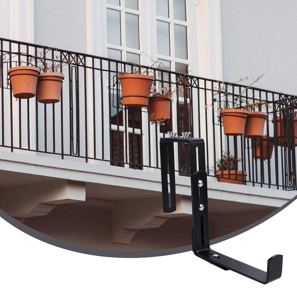 Lot de 2 de Balustrade réglables pour Pot de Fleurs - Support de Pot de Fleurs artificielles à Suspendre - en Fer - Décoration de Jardin