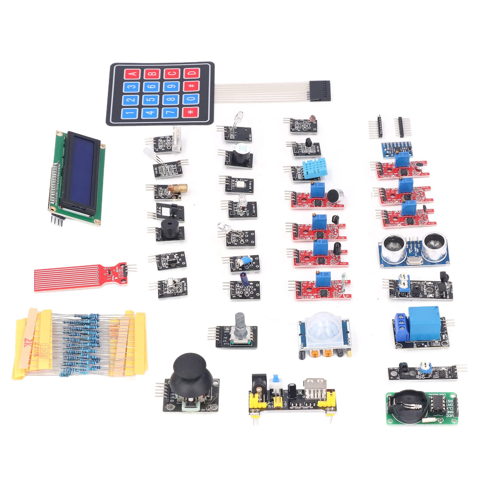 Kit de componentes electrónicos de módulo de Sensor de 37 Piezas con Resistencia de 100 Piezas práctico para usuarios de RPI