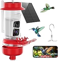 Vista 17 de Soliom Hummingbird Feeder with Camera, Smart Bird Feeder Camera with 2K Live View AI Identify Species, Leak Proof & Ant Moat & Bee Proof, Outdoor Red