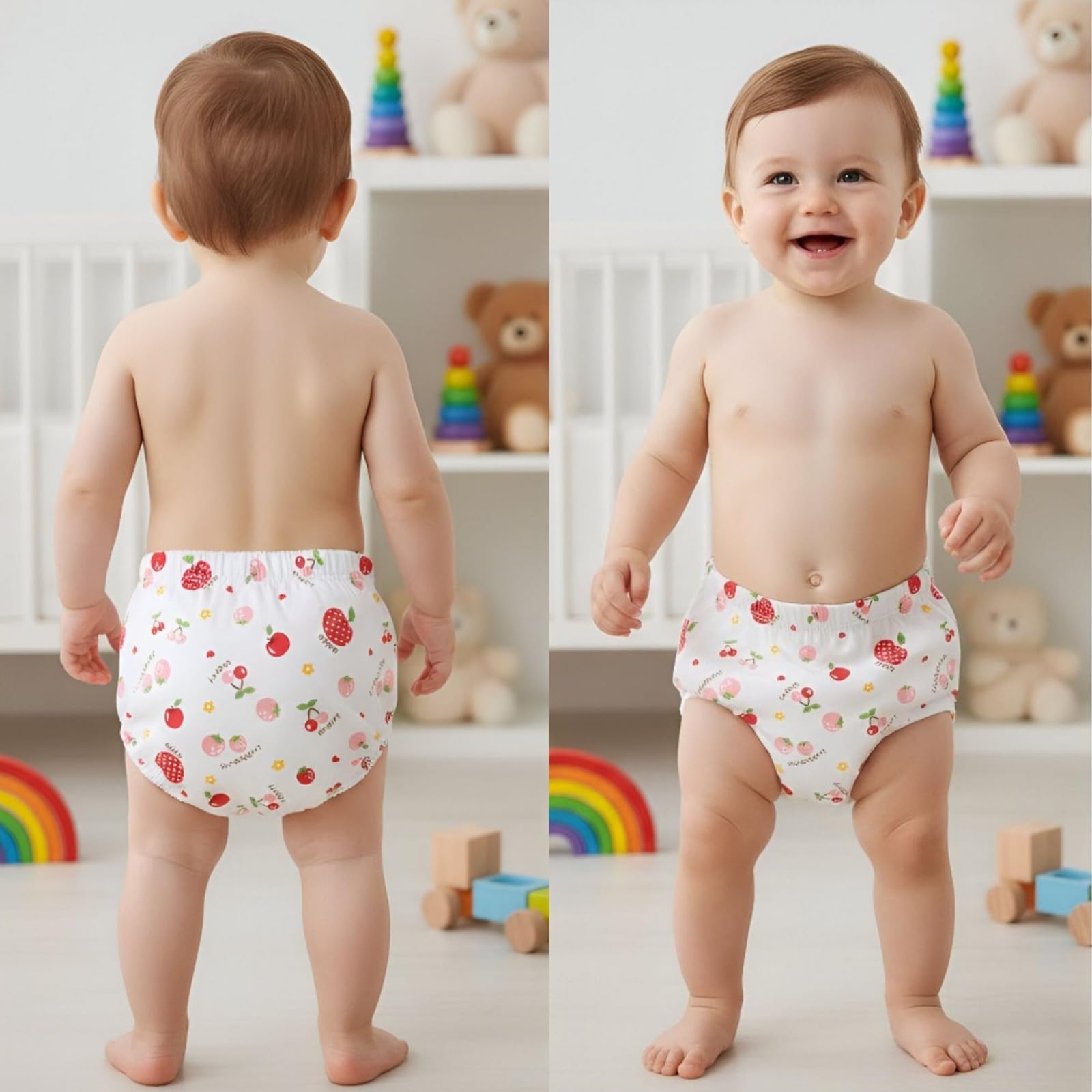 BEMBIKA Potty Training Pant for Babies Cotton Reusable Leakproof Padded Underwear for Kids Ideal for Diaper-Free Time & Mess-Free Potty Training - (Fruit Paradise - 18M to 24M-L)