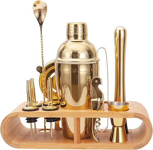 Juego de coctelera de acero inoxidable, 12 piezas, kit de bartending de acero inoxidable de 18.6 onzas, kit de mezcla de cóctel, kit profesional