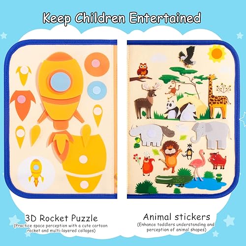 Miniatura 3 de HJCMikee Montessori Toys - Tablero de actividades para niños pequeños de 1 a 4 años, 8 páginas, libro ocupado, juguete sensorial que ayuda con la