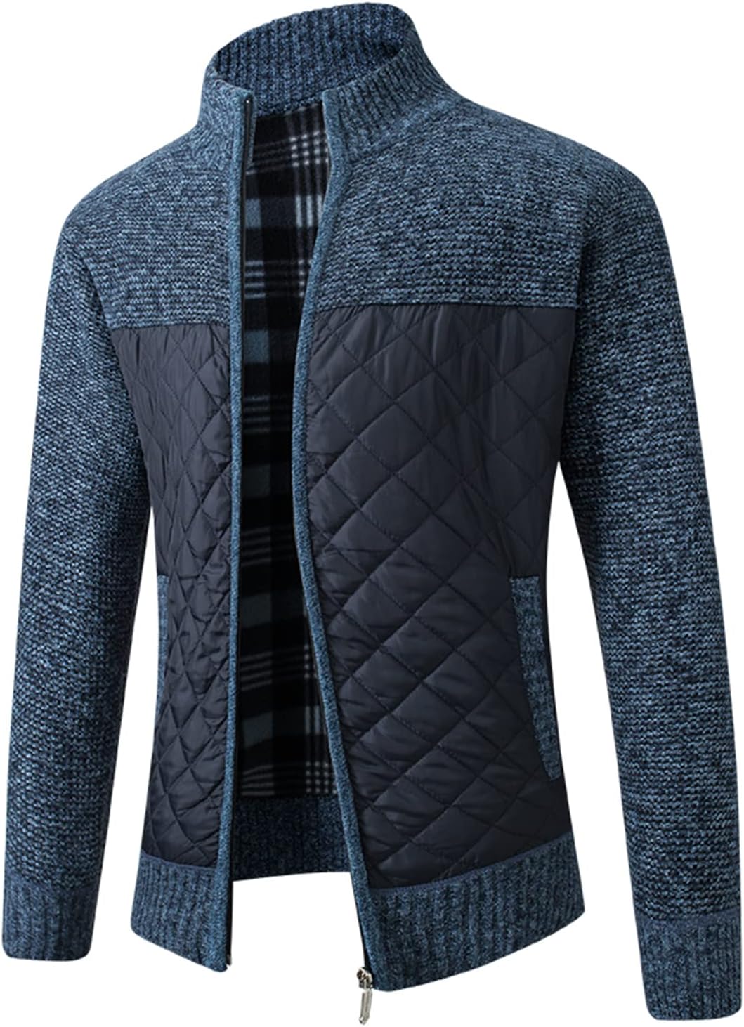 Lu's Chic Men's Long Sleeve Cardigan Sweater Thermal Slim Fit