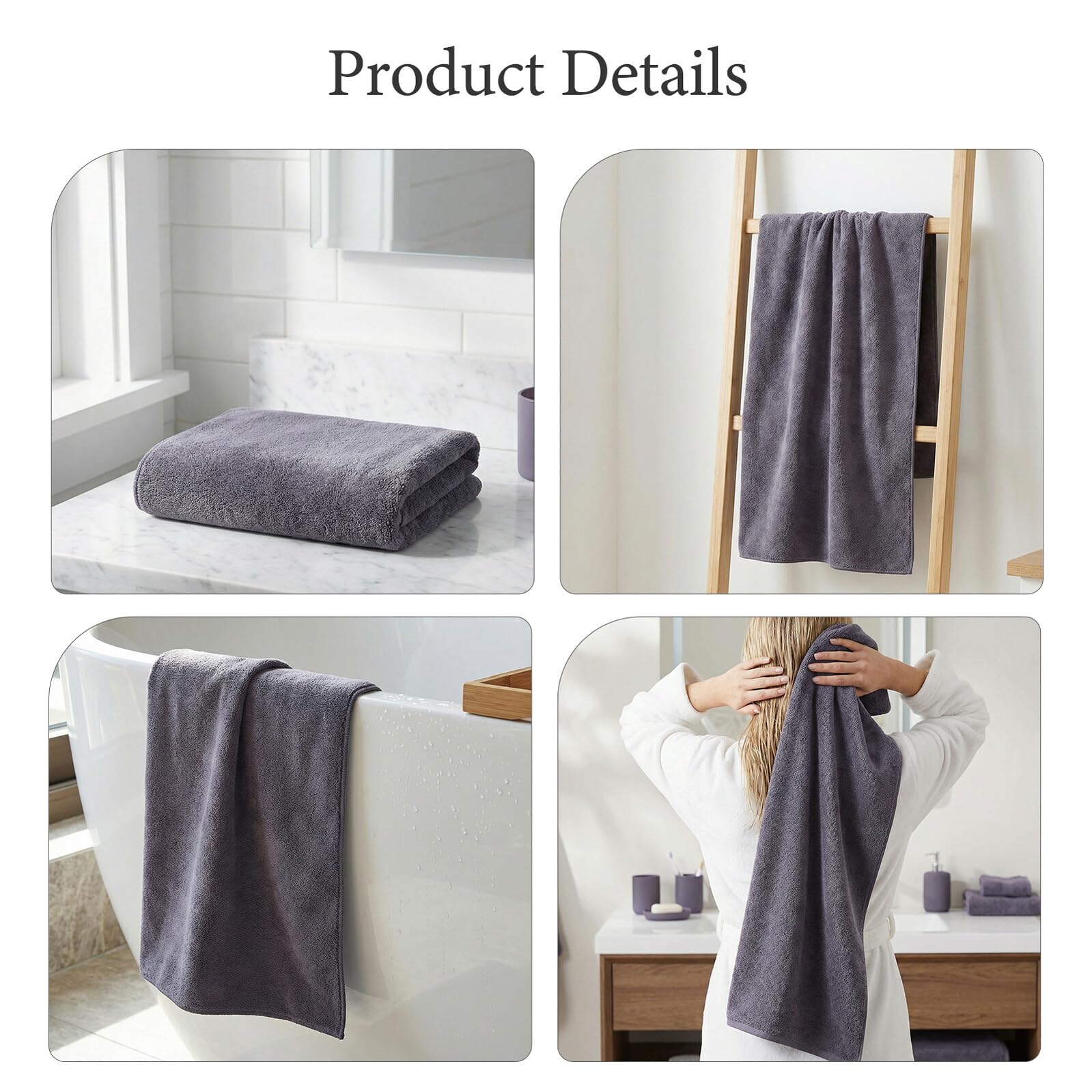 GALPADA 12 Stück Hochsaugfähiges Korallenfleece Haartuch mit Schneller Wasseraufnahme und Vielseitiger Nutzung für Rasur und Fitnessstudio Extra Lang und Weich