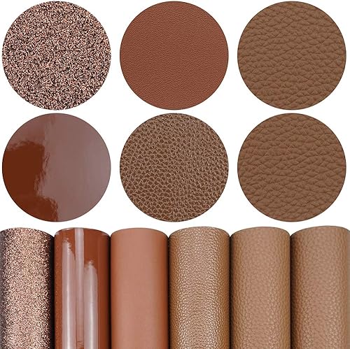Miniatura 22 de Litchi Paquete de 6 hojas de cuero sintético de 8 x 12 pulgadas para aretes de lazo, tela de vinilo fácil de cortar para Cricut, cuero sintético