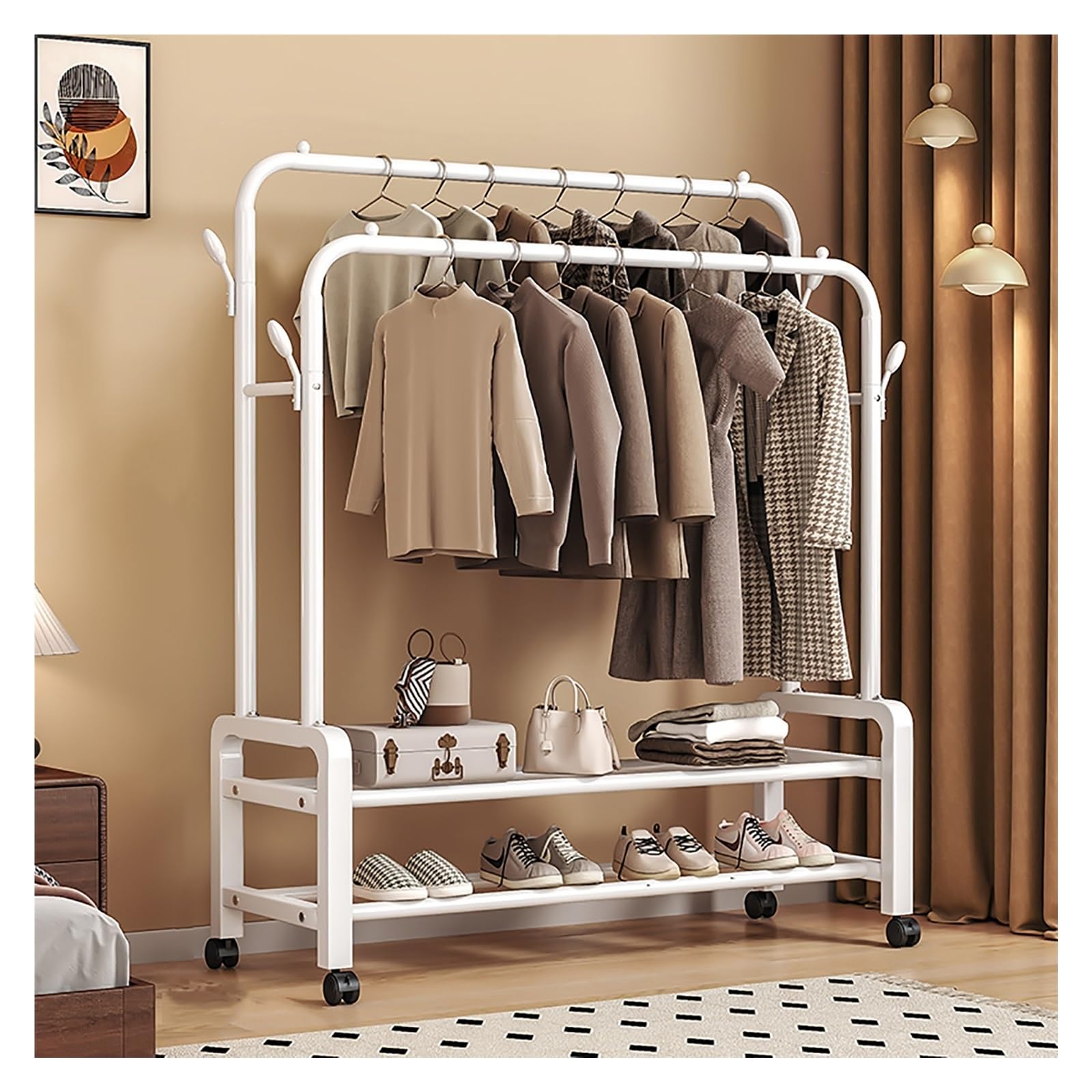 Double tringle de suspension pour ce portant à vêtements robuste