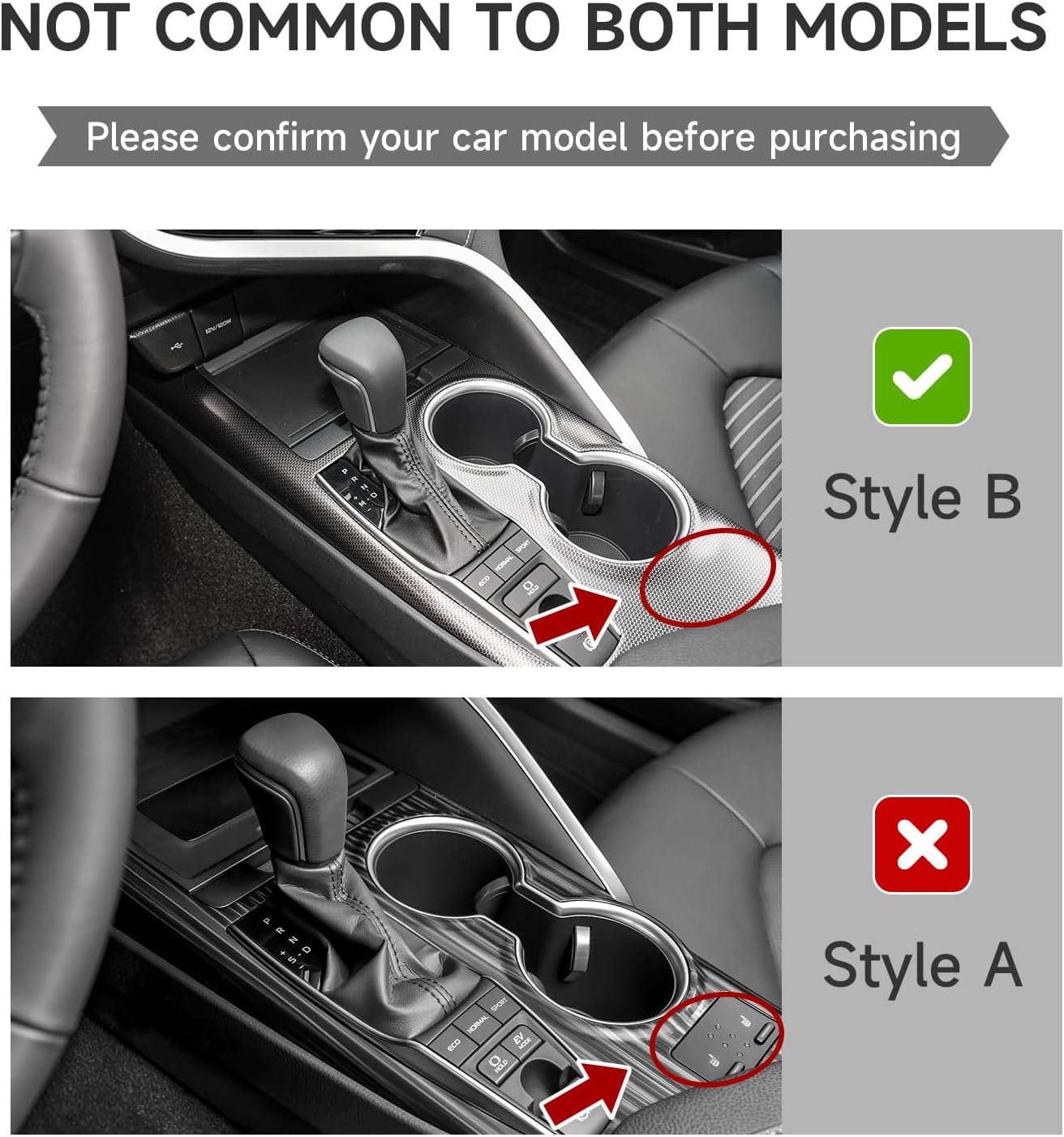 Car Trim Gear Shift Panel Frame Center Console Cover Carbon Fiber ABS Decal Sticker Compatible with Toyota Camry XV70 LE SE TRD 2018-2024 Accessories - Without Seat Heater Switch (Style B)