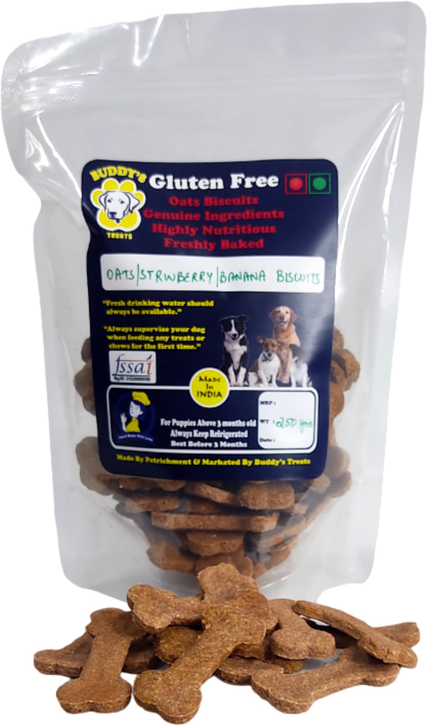 Freshly Baked Gluten-Free Strawberry Banana Oatmeal Cookie Biscuit for Pets โ All-Natural, Vegan, Healthy Treats for Dogs & Cats โ No Preservatives, Single-Ingredient Quality
