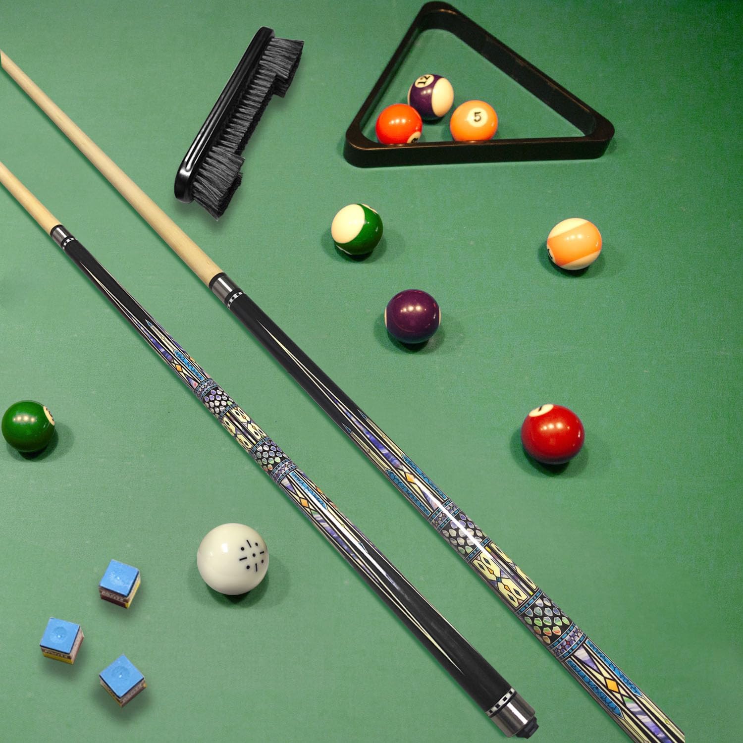 2-Piece Canadian Maple Pool Cue Stick with Portable Hard Case -12.5mm Leather Tip, 58" Billiard Sticks 19 oz/ 20 oz - Precision Crafted for Straight Shots and Balanced Performance
