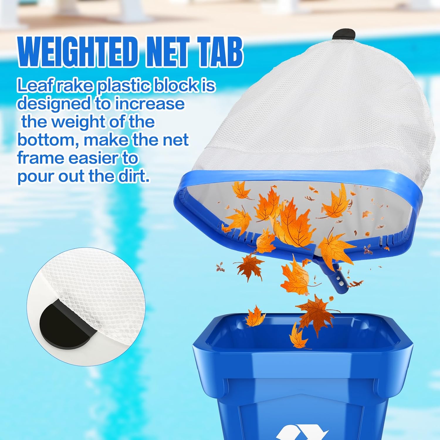 joyhalo Pool Skimmer Net with Pole, 2.5FT-10FT Adjustable Aluminum Pole & Fine Mesh Pool Net,Larger Capacity Skimmer Leaf nets for Cleaning Leaves, Debris