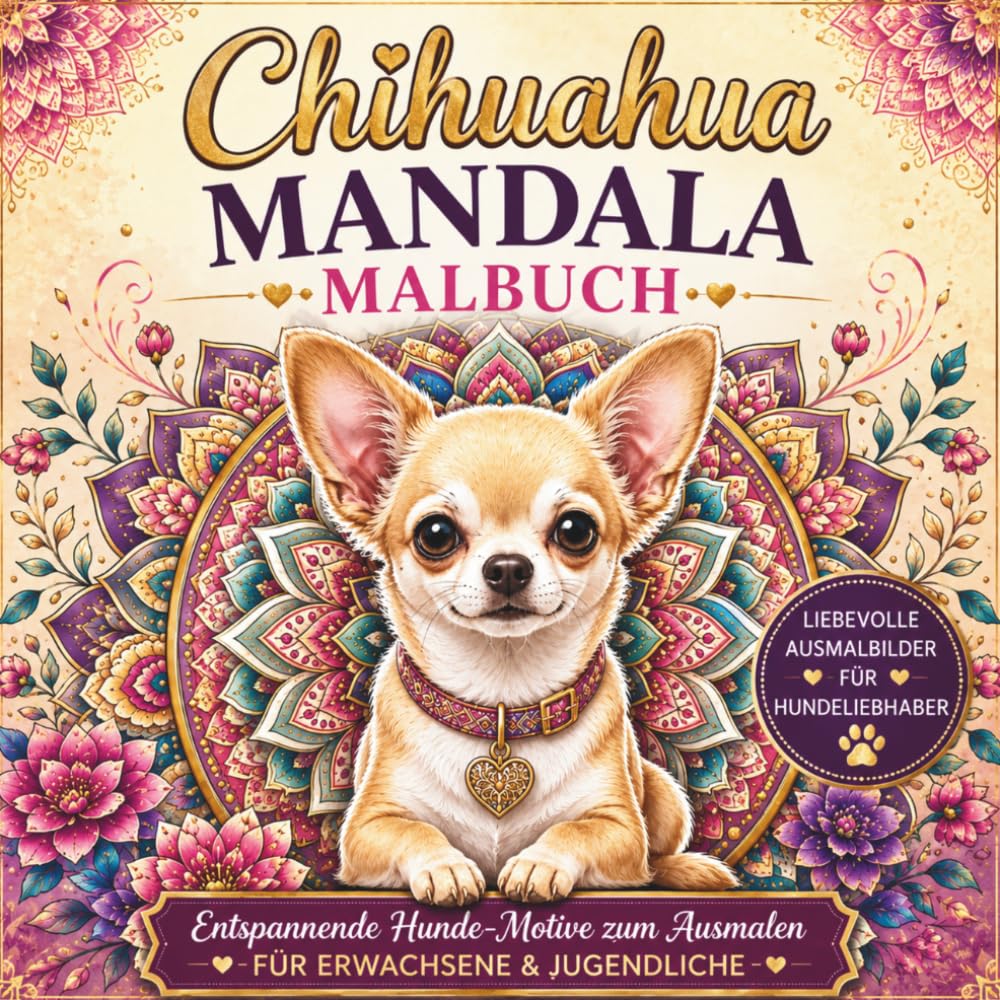 Chihuahua Mandala Malbuch für Erwachsene und Jugendliche: Entspannende Hunde Ausmalbilder mit süßen Chihuahua Motiven, Mandalas und kreativen Designs zum Abschalten