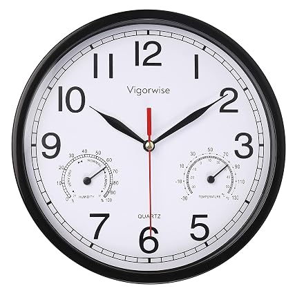 Wall Clock, Sweep Silent Movement Accurate Clocks with Temperature & Humidity, Decorative for item
