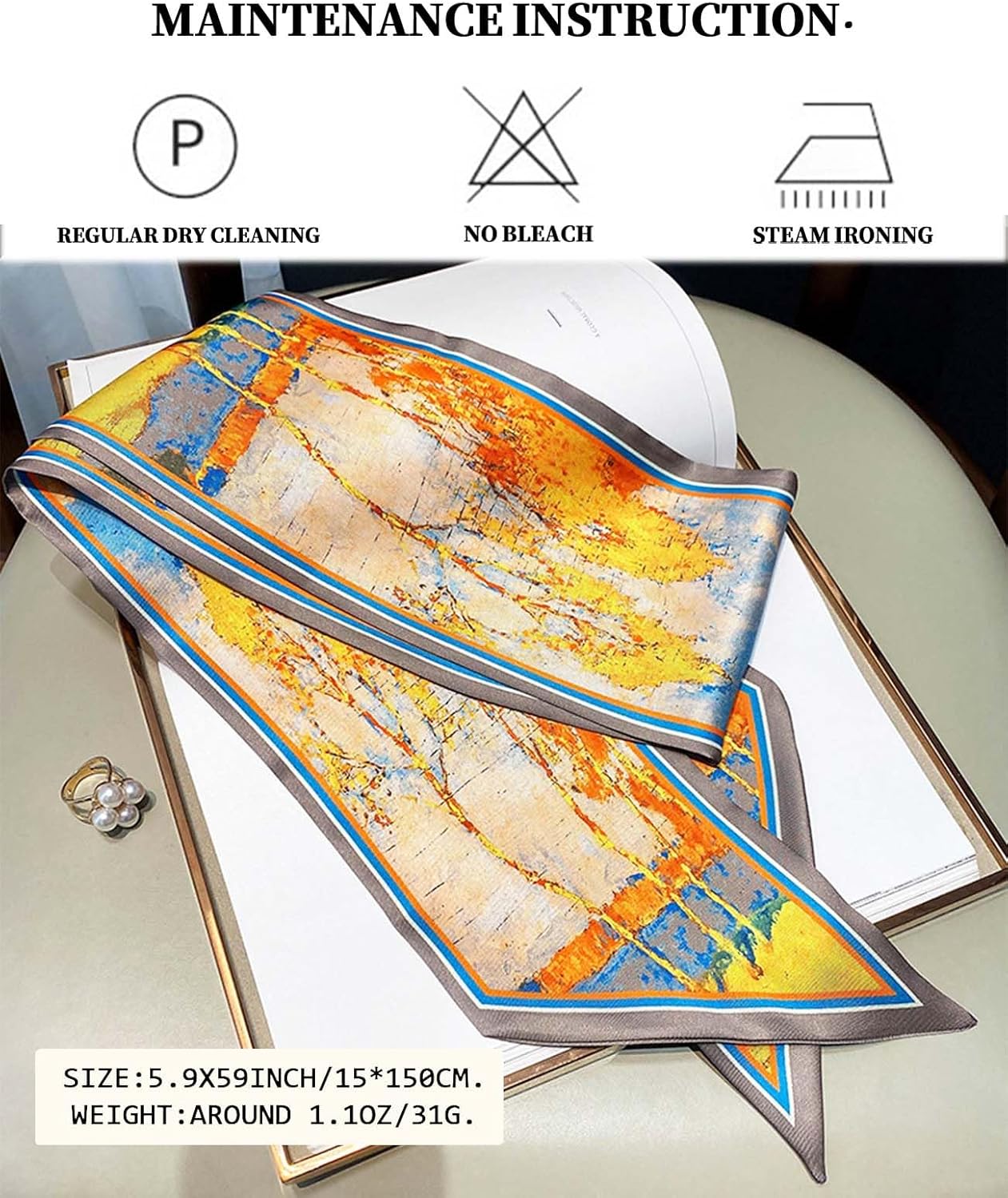 Head Scarf Purse Handle Neck Satin Hair Scarfs For Bag Lightweight Silky Long Thin Women's Fashion Scarves 59 * 5.9” - Image 2