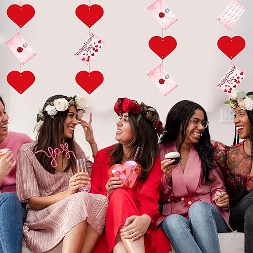 Miniatura 6 de Decoraciones del día de San Valentín, decoración de espirales colgantes para fiesta, sin corazones rojos, decoración de fiesta rosa para el día de