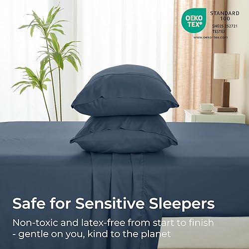 Miniatura 6 de GOKOTTA Juego de sábanas de 6 piezas tamaño Queen, sábanas ultrasuaves, refrescantes para personas que duermen con calor  Sábanas sedosas y