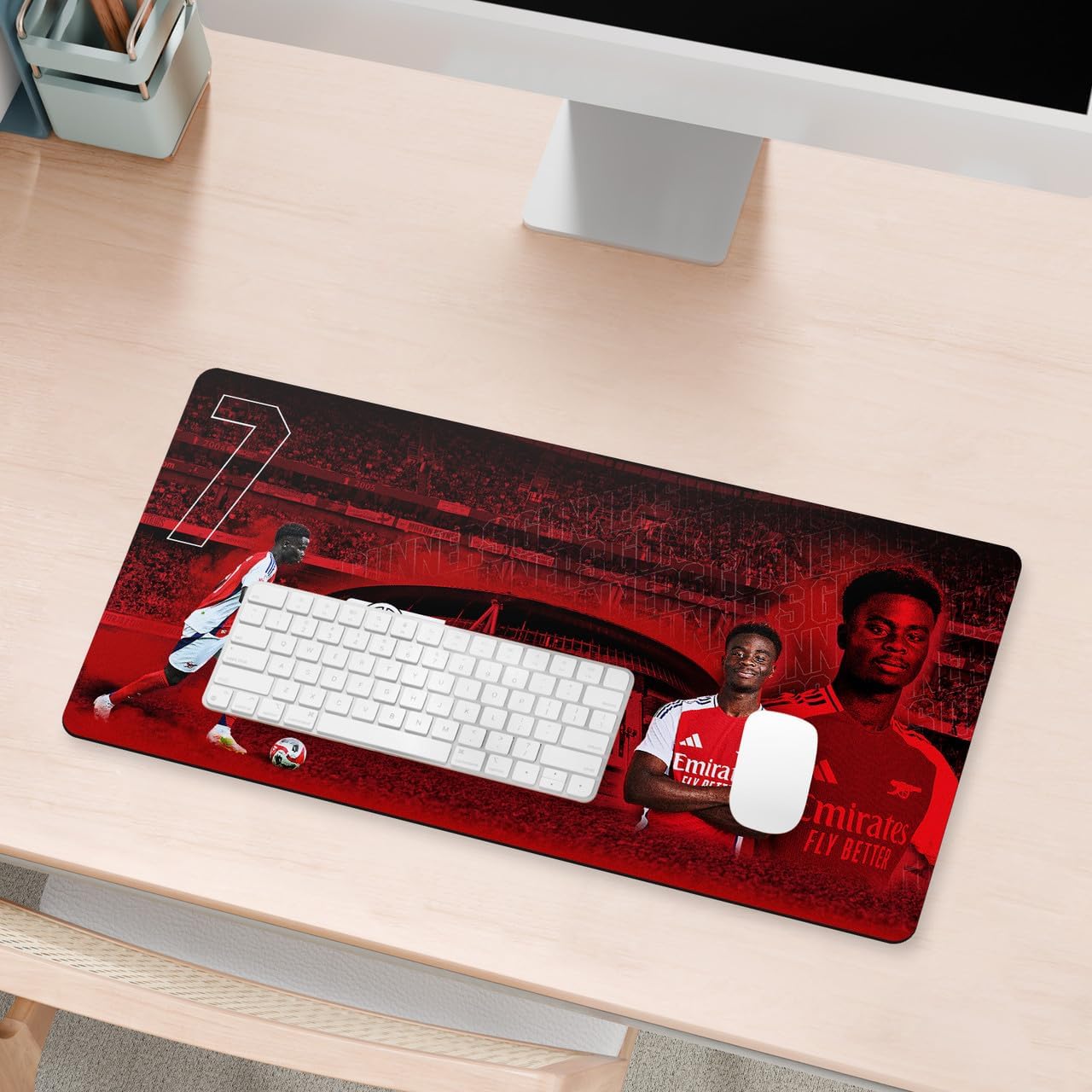 Head Case Designs Officially Licensed Arsenal FC Bukayo Saka 2024/25 Crest Kit and Players 23.62 x 11.81 x 0.12 inches (600 x 300 mm) - L Gaming Office Desk PC Keyboard Mouse Mat Pad