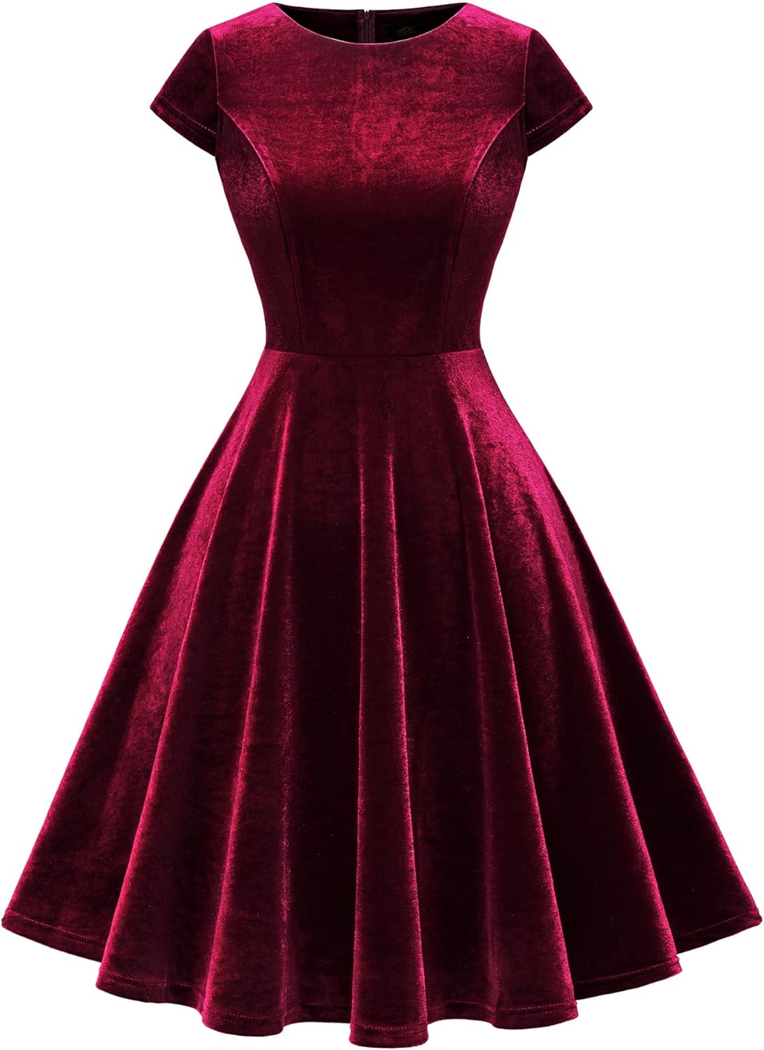 Dressystar Women's Velvet Cocktail Party Formal Dress Cap Sleeve A Line Fall Winter Vintage Rockabilly Dresses Prom Gown - Image 8