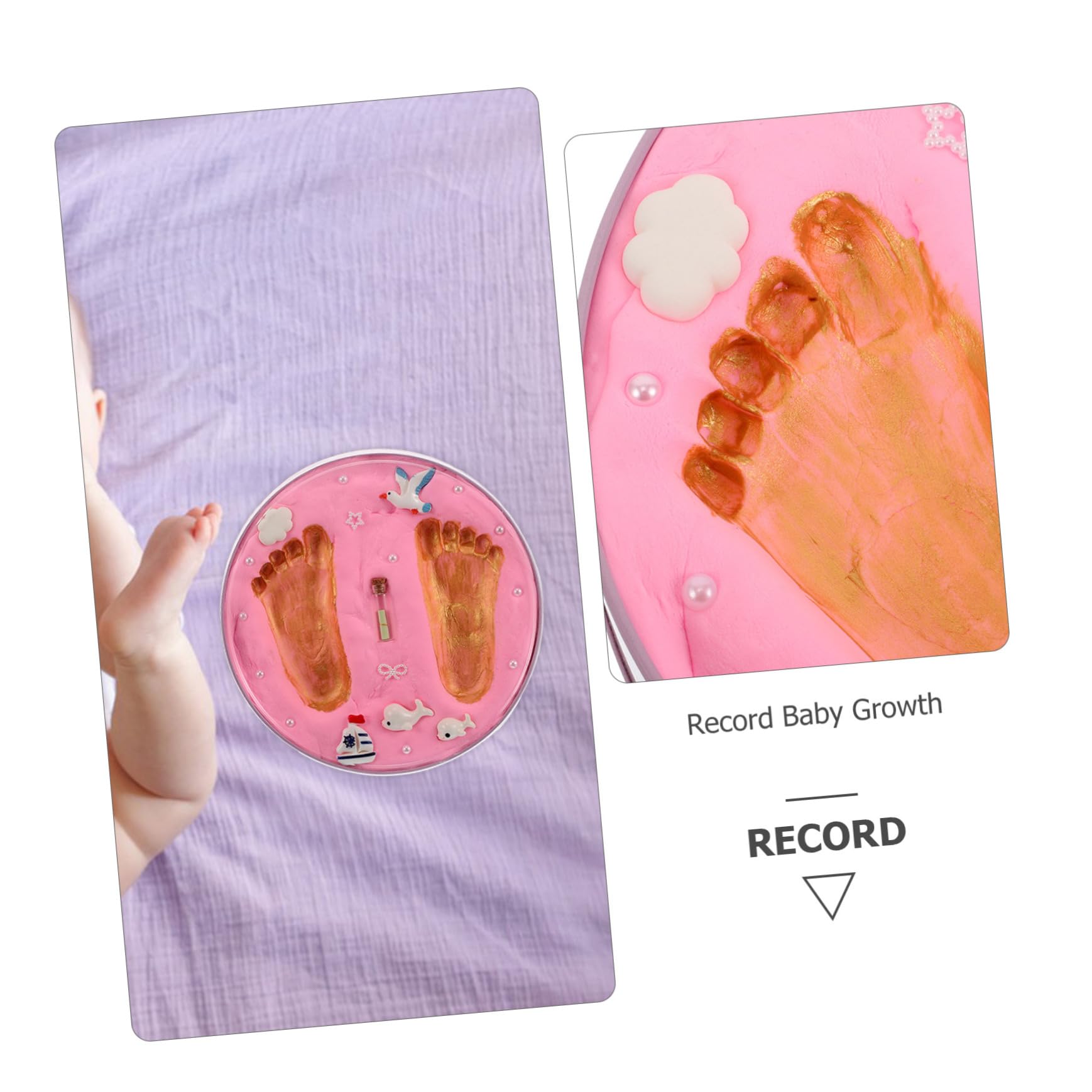Kit de Huellas de Manos y Pies para Ñiño, Recuerdo Rosa de Arcilla, Fácil de Usar, Adecuado para Recién Nacidos y Baby Shower